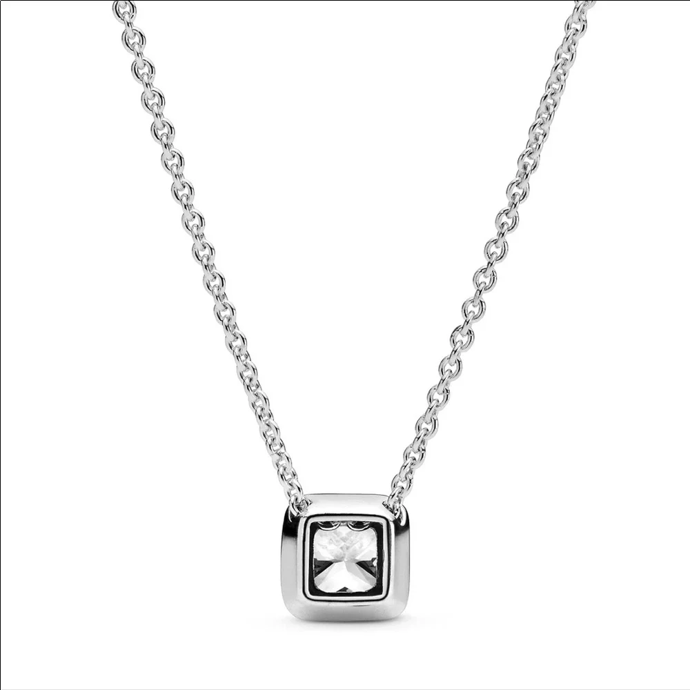 Authentic Pandora Halo Square Sparkle Necklace with Tissue paper NWT! - Picture 2 of 6
